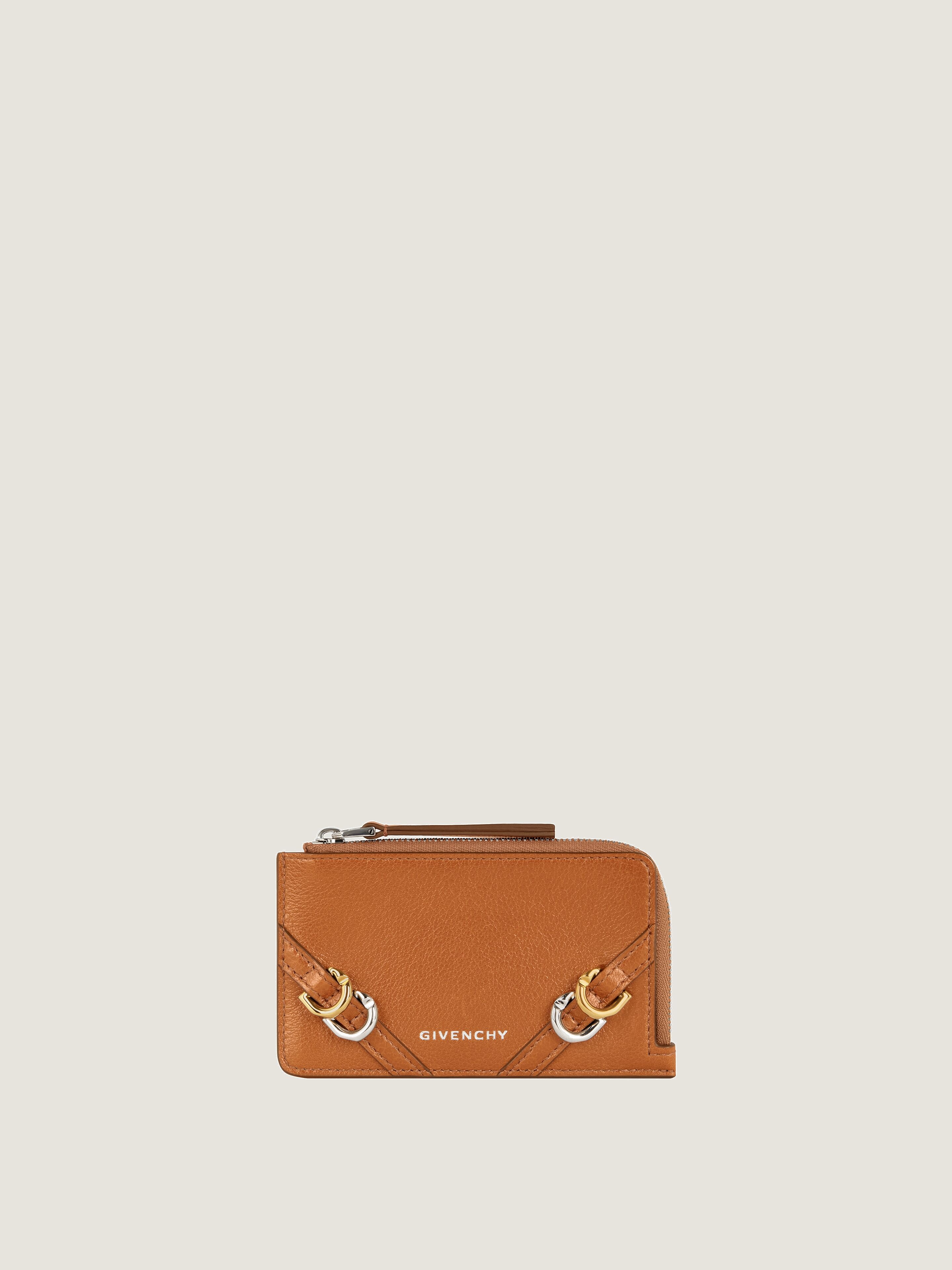 Voyou zipped card holder in leather